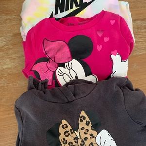 Nike & Minnie Mouse Toddler Girl Sweatshirt Bundle - (Sizes 6, 5T & 4-6A)